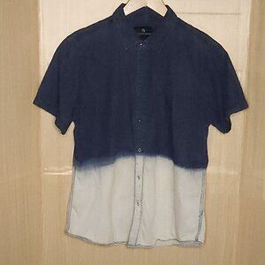 Shouthouse Mens Ombre Blue Short Sleeve Button Down Shirt medium